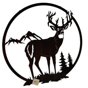 Lazart Ruby Buck Solo Deer 24 inch Metal Laser Cut Hanging Wall Art Rustic Lodge